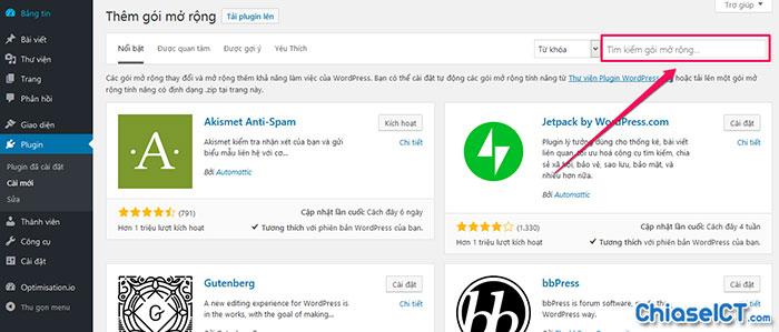 cách cài đặt plugin wordpress