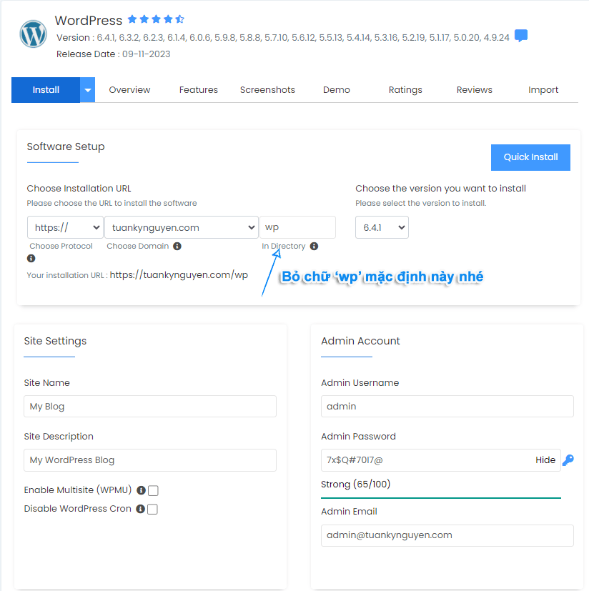 cài đặt wordpress